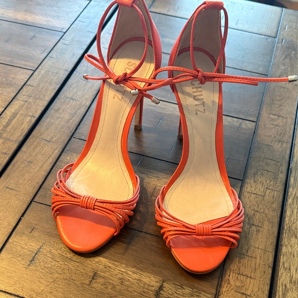 SCHUTZ Orange Strappy Heels